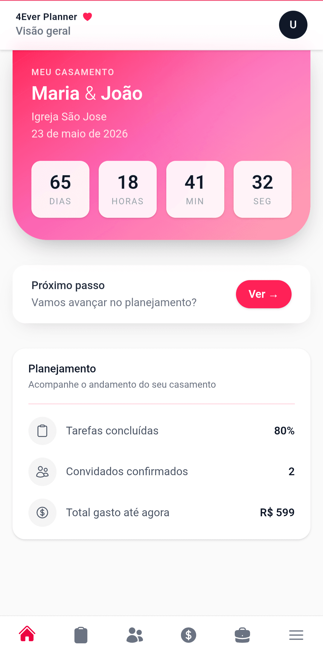 Planner de casamento online no celular